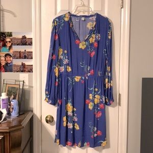 Old Navy - Long-sleeved Blue, Floral Dress - Size Large